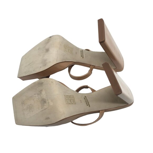 Jeffrey Campbell Hustler Patent Leather Beige Square Toe Block Heel Sandals 10 - Picture 6 of 7
